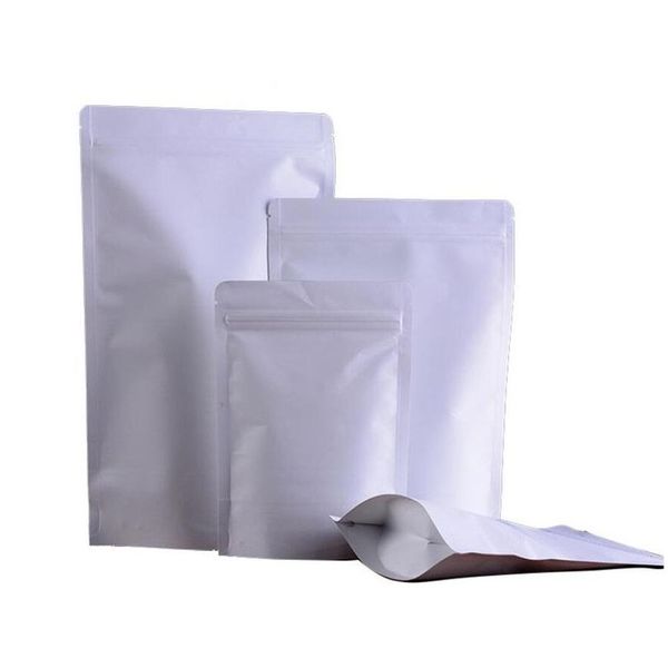 Verpackungstaschen Großhandel weiße Kraftpapierbeutel Aluminiumfolie Stand -up -Taschen recycelbare Versiegelung Aufbewahrung für Tee Kaffeeabfall Lieferung von DH1TB