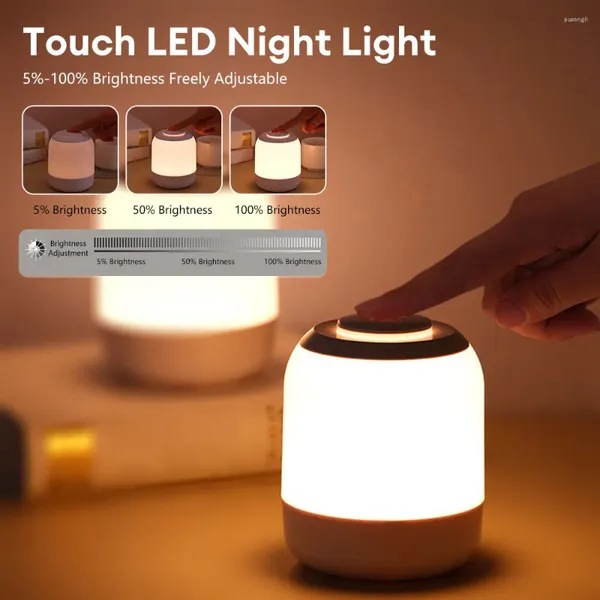 Luci notturne lampada a touch leggero tavolo da letto da letto con sensore scrivania USB portatile per bambini regalo