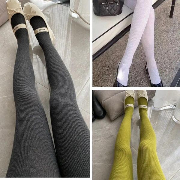 Frauen Socken Strumpfhosen Frauen farbenfrohe reine Baumwollgestricke Leggings verdickte warme schwarze und weiß rote Mode lässig Four Seasons Universal