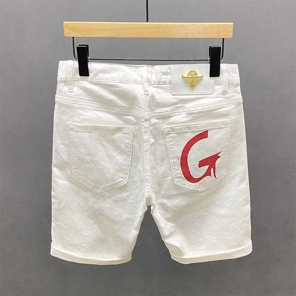 Shorts maschile Nuovo designer di lusso coreano di moda coreano cowboy jeans rosso per uomo pantaloni casuali alla moda