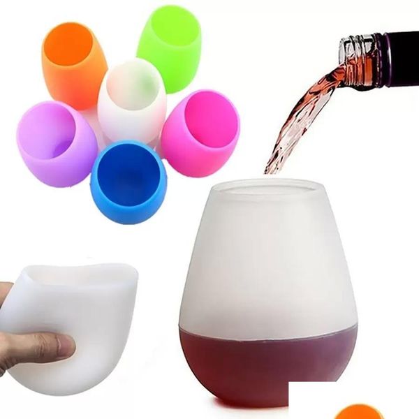 Weingläser UPS SILE GLAS GLASS UNBREAKABLE STEMLESSENLOSEN GUMME BEER BEUCH OUTDOOR CUP WIRKLICH DRAGINAL TUP STUFEN DIE BEIHNUNG HAUS GARTE KITCHE DHOOW