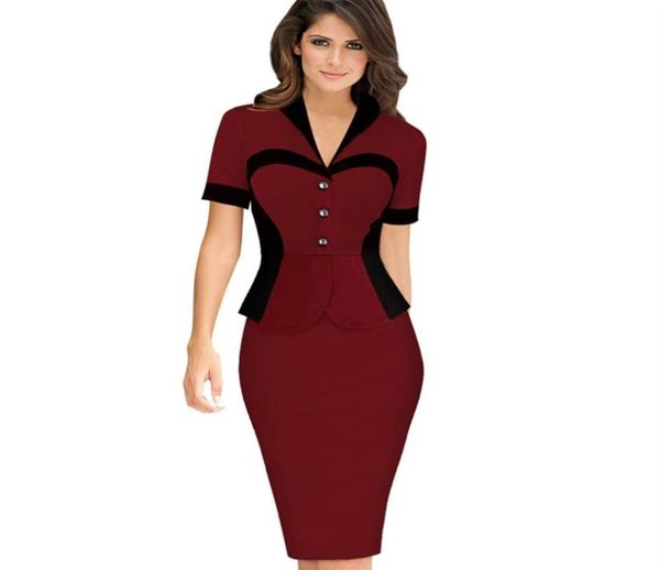 LCW Neue Mode Frauen elegante Karriere optische Illusionskontrast Faux Twinset Wear to Work Office Business Casual STAPTED SHEATH DRES7517807