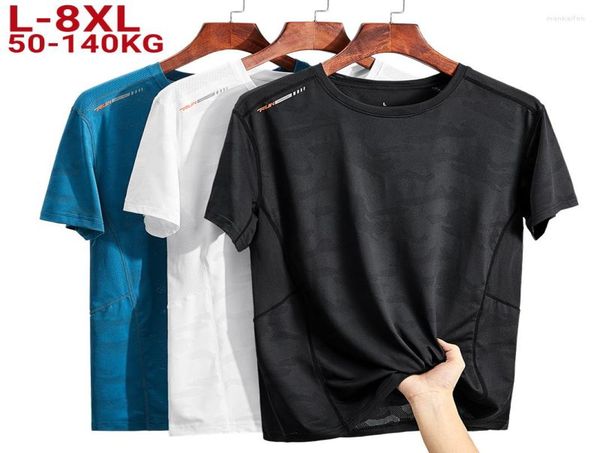 MEN039S T -Shirts Plus Size 4xl 6xl 7xl 8xl Männer T -Shirt Sommer Camouflage Schnell trocken schwarz blau T -Shirts Kurzarm Weiß Oneck2776536