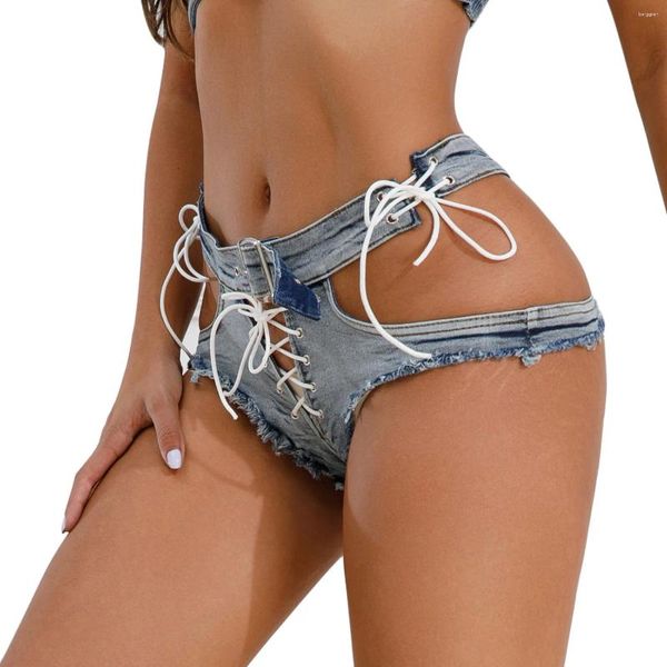 Jeans femminile 2024 estate sexy shorts shorts shuoto bandage strappato a pizzo su pantaloni corti jeans