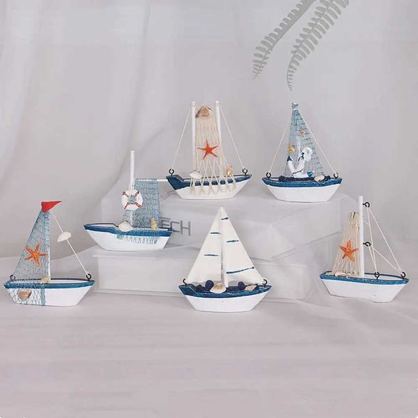 Set modello set mediterraneo in legno barca micro paesaggio a navigazione da pesca barca da pesca micro digitale navigazione fai -da -te decorazione per la casa s2452196