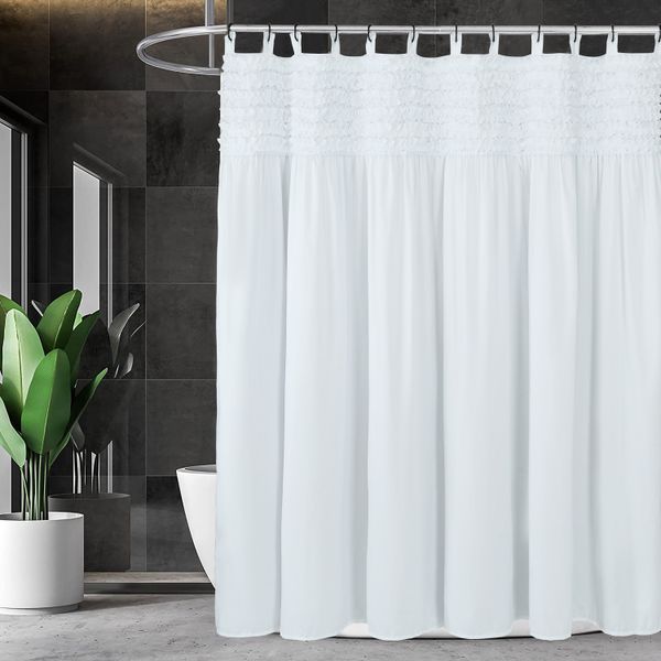 Zk20 Bauernhaus Rüschen Dusche Vorhang girly Stoff Badezimmer Vorhang 72''x72 '' Weiß