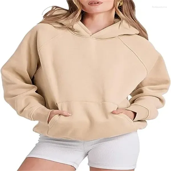 Hoodies femininos cair 1 mulheres retro colorido sólido lã de moletons de grandes dimensões