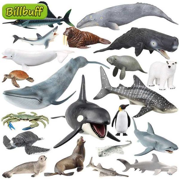 Neuheit Spiele 2022 Ozean Zoo Meeresleben Simulation Simulation Abtiere Modelle Set Hai Whale Turtle Crab Delphin Action Toys Figuren für Kinder Geschenk Y240521