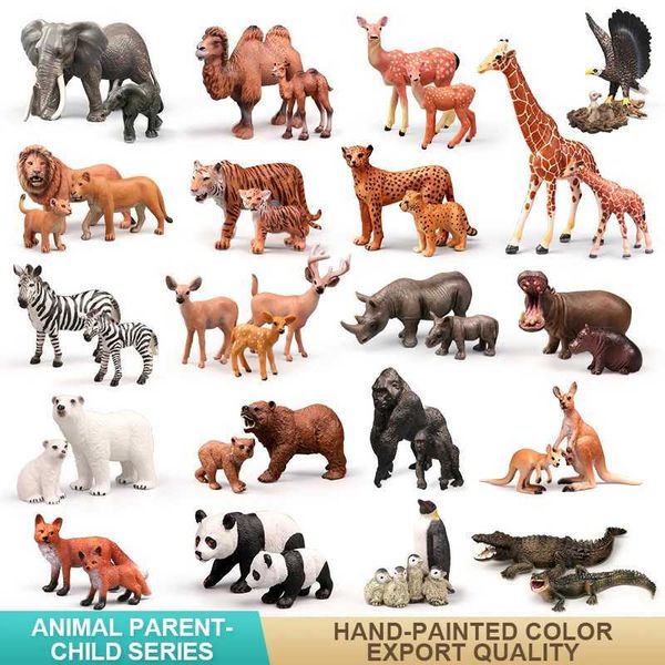 ROVA JOGOS SOLIÇÃO SOLIÇÃO ANIMAIS ANIMAIS SIVERNOS Modelo Tiger Lions Elefantes Zebra Figuras de Ação Animal Africano Modelo da Família Conjunto de Toys Y240521