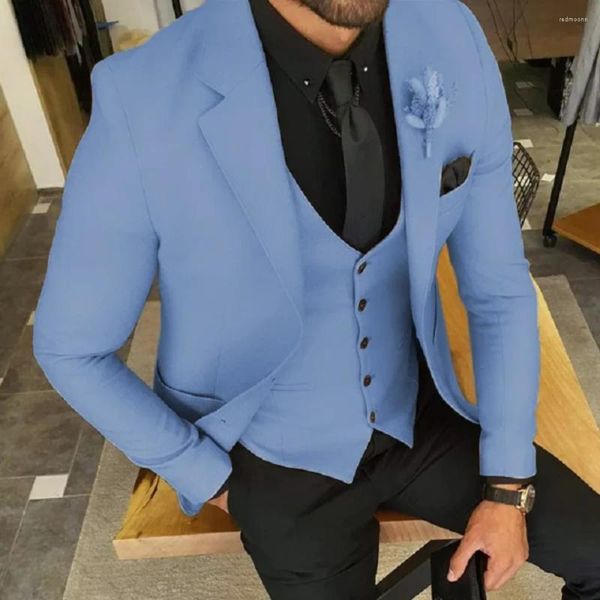 Мужские костюмы модные мужские Slim Fit Prom TuxeDos 3 штук куртки пиджаки брюк брюки случайные деловые свадебные жениха одежда 2024
