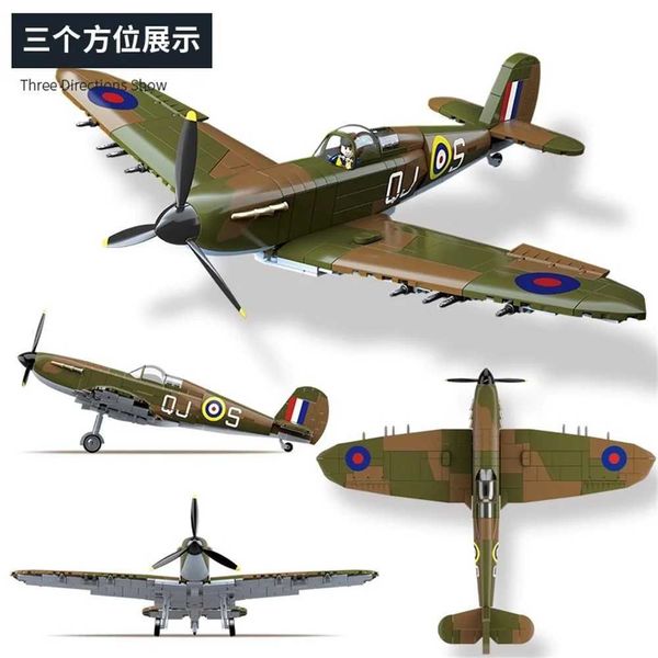 Aeromobile Modle Soldato dell'esercito della Seconda Guerra Mondiale Swat UK Spitfire Fighter F Mk.Building Building Buildings Regali giocattoli per bambini S2452089