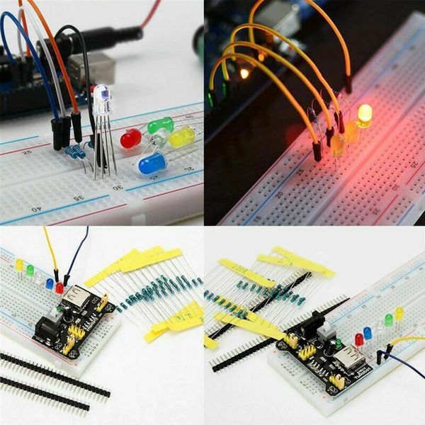 DIY Elektronik Bileşenleri Kiti Project Starter Electronic DIY kiti, kutu ile Arduino R3 için 830 kravat noktalı breadboard ile