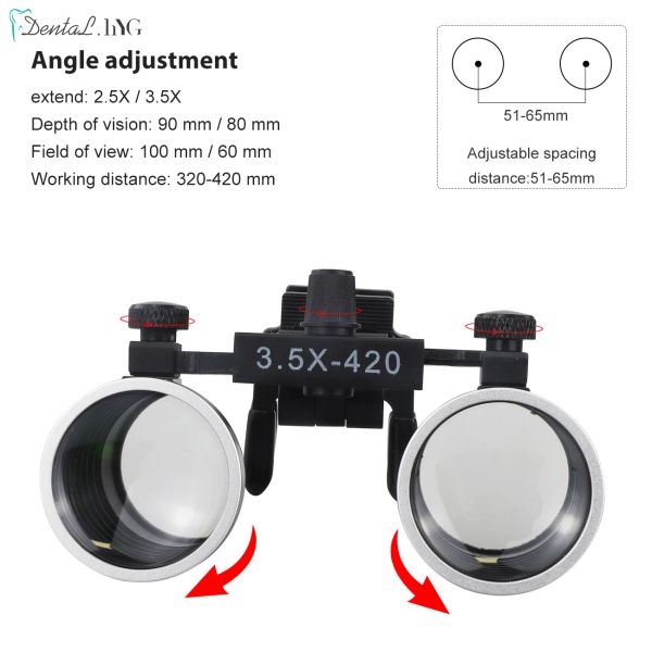 Accessori dentali di loupes 2,5x 3.5x lenti ottiche con rivestimento con ingrandimento dentale binoculare galileo in vetro galileo