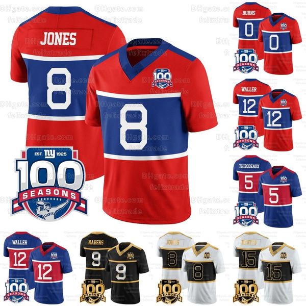 Kayvon Thibodeaux Saquon Barkley Century Red 100. Jersey Football Trikot Daniel Jones Dexter Lawrence II Taylor Deonte Banks Jalin Hyatt Xavier McKinney