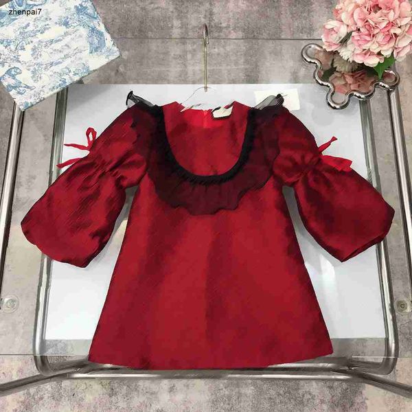 Top Girl Kleider Designer Kinderkleider Größe 100-150 Gitterbrief Stickerei Baby Rock Schwarze Perle Verzierungen Kinder Kleid Dez.05