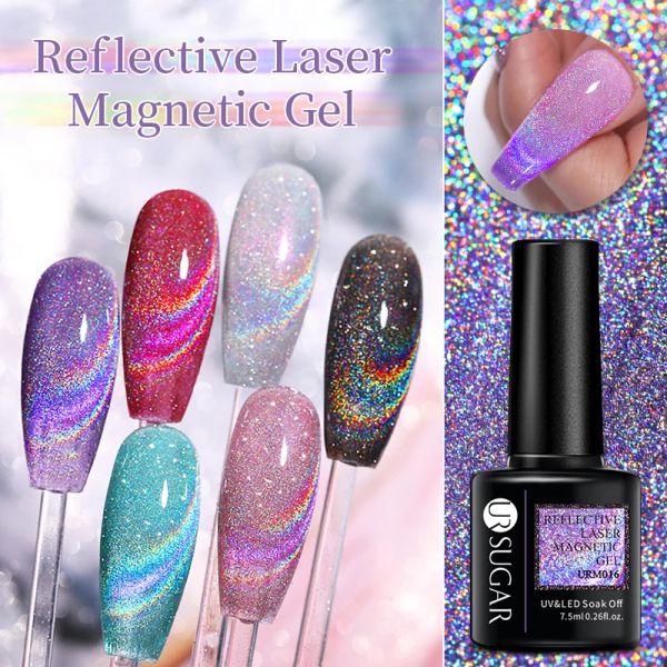 Ur Zucker 7,5 ml glitzernde reflektierende Katzenmagnetgel Nagellack funkeln