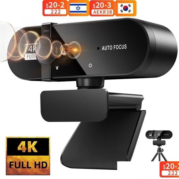 Webcams webcam 4k 1080p mini fotocamera 2k fl hd con microfono web cam USB da 1530fps per il laptop youtube per la consegna di tiro a goccia Delivery Co OtCuj