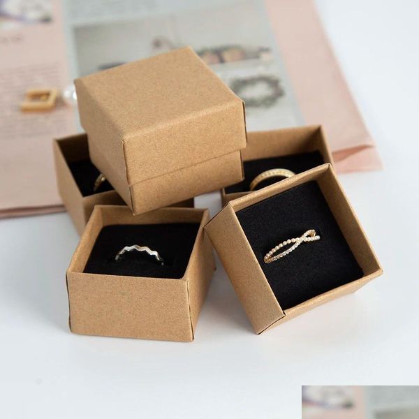 Altri eventi forniture all'ingrosso da 100 pezzi anelli di gioielli 5x5x3cm Black marrone kraft scatole di cartone regalo per cravatta orecchino dhdap