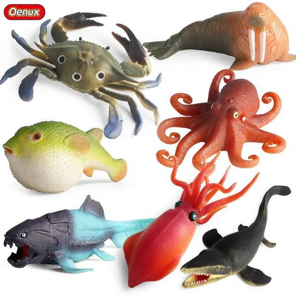 Neuheit Spiele Oenux Sea Life Tiere weiche Tintenfisch -Puffer Krabbenmodell Actionfiguren Anti Stress Relief Toy Kinder Geschenk Spaß Druckreduzierung Y240521