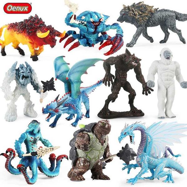 Neuheit Spiele Oenux Original Savage Dinosaurier Mythos Dragon Tiere Model Feuer Bull Octopus Monster Crab Actionfiguren Kinder Sammlung Spielzeug Geschenk Y240521