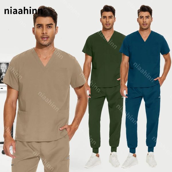 Krankenhausuniformen Peelings Arbeitskleidung Krankenschwester Accessoires Kurzarm Pecrubs Anzug Frauen Operation Uniformen Set Großhandel 240520