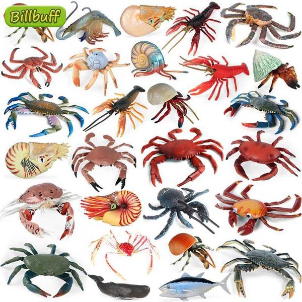 Neuheit Spiele 2022 Ozeansee Lebensimulation Tiermodell Krabben Hummer Hermit Crab Action Spielzeug Figuren Bildungssammlung Geschenk für Kinder Y240521