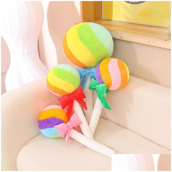 Animais de pelúcia de pelúcia 43 cm de arco -íris Lollipop P Toys colorf Candy Pillow Ball Toy Soft for Childre