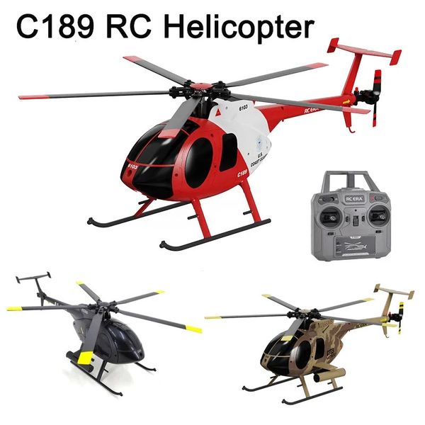 1 28 C189 RC Helicopter MD500 Motore Brushless DualMotor Remote Control Modello 6axis Gyro Aircraft Toy Oneclick Takeofflanding 240517