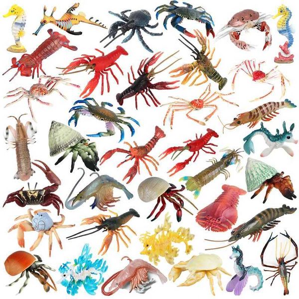 Neuheit Games Ocean Sea Life Simulation Tiermodell Crab Hummer Hippocampus Action Toy Figuren Bildungssammlung Geschenk für Kinder Geschenk Y240521