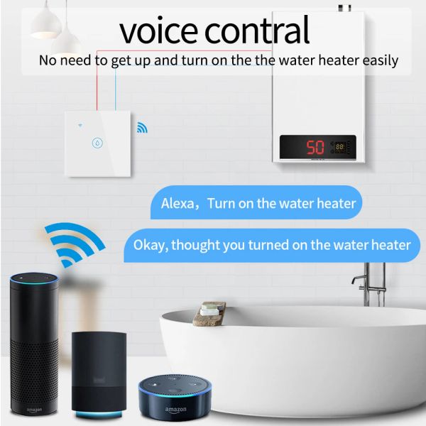 Interruttori dello scaldacqua d'acqua UE/UK/US/Brasile standard Luxuray Glass Voice Touch Panel Timer Alexa Google Home WiFi Struttura Smart