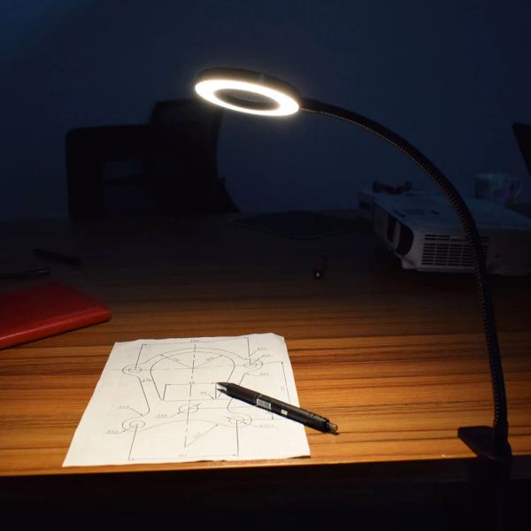 Refúgio de tabela de mesa de lupa USB 5X newacalox com lâmpada de mesa flexível de luz LED para ler Trabalho de soldagem de trabalho