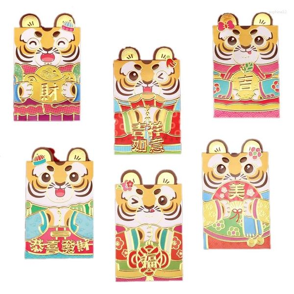 Embrulhado de presentes 60pcs envelopes vermelhos chineses Lucky Packet para um ano de dinheiro Tiger Hongbao Spring Party Supply