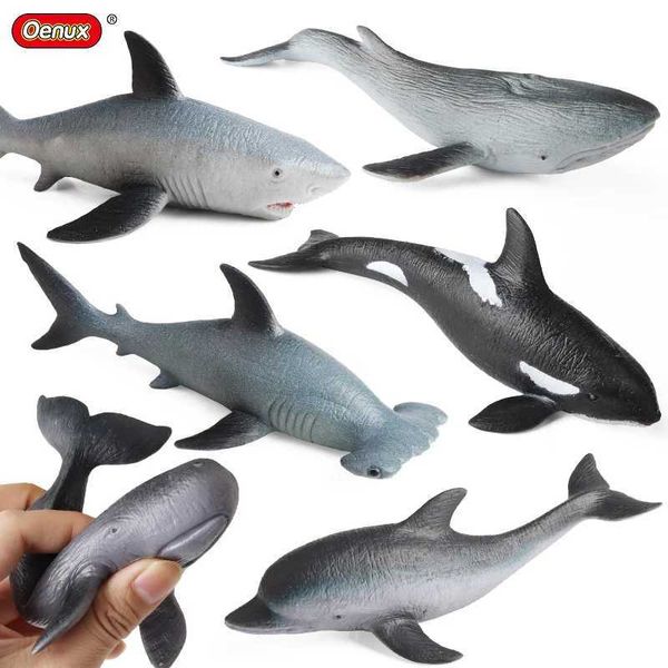 Neuheit Spiele Oenux Sea Life Tiere weiche Haiwal Delphin Tintenfisch Puffer Krabbenmodell -Aktion Figuren Anti Stress Relief Toy Kinder Geschenk Y240521