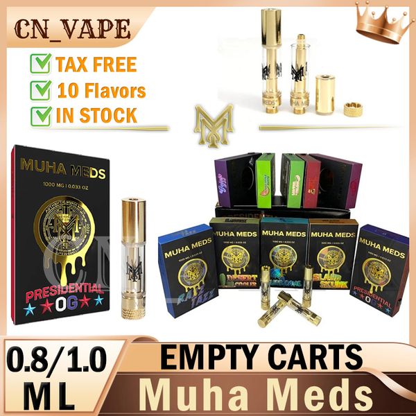 Carrelli Muha autentici all'ingrosso Carretti a vapori a vapori a vapori a vapori a vaporizzatore con imballaggio Atomizzatore E-sigaretta VAPE 0,8 1,0 ml in magazzino