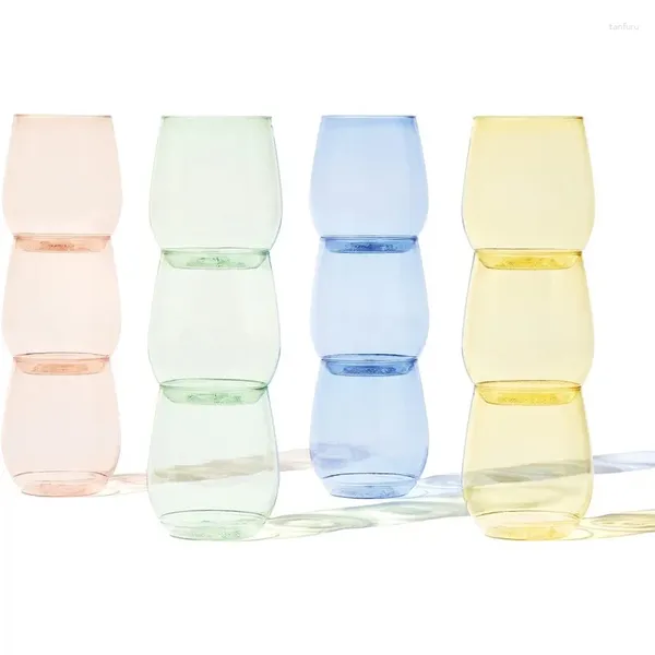 Tumbler 14oz Vino - Farbreihe Set von 12 recycelbaren unzerbrechlichen kristallklaren Plastikweingläsern