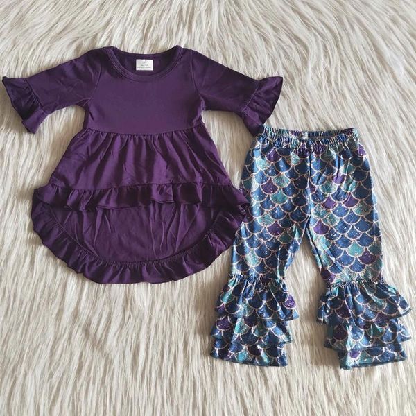 Set di abbigliamento RTS Fall Spring Design Kids Designer Girls Girls Girnici a due pezzi Top Bell Pants Boutique