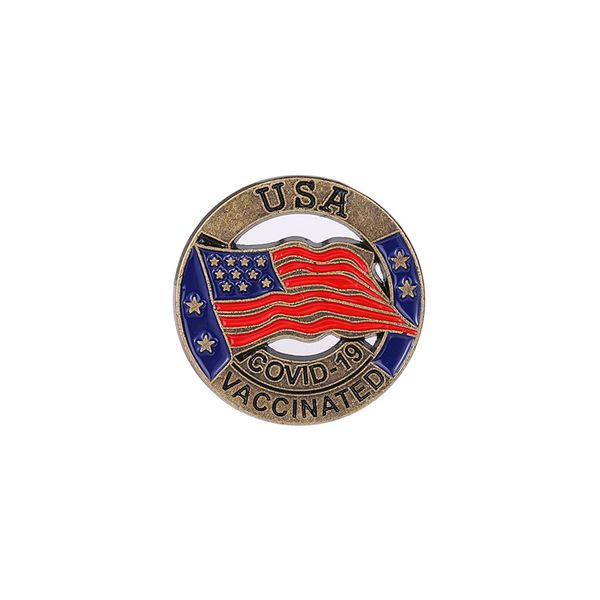 American Flag esmalte os pinos de lapela médica Round Metal Broches Badge Ornament Gift to Friends Flag de atacado personalizado