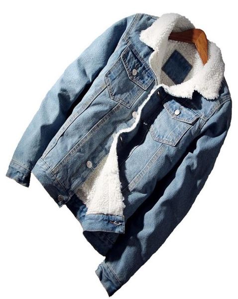 Giacca da uomo cappotto da uomo in pile calda giacca di jeans foderata di sherpa 2019 inverno giacca da uomo jean outwear cowboy cappotto plus size1680720