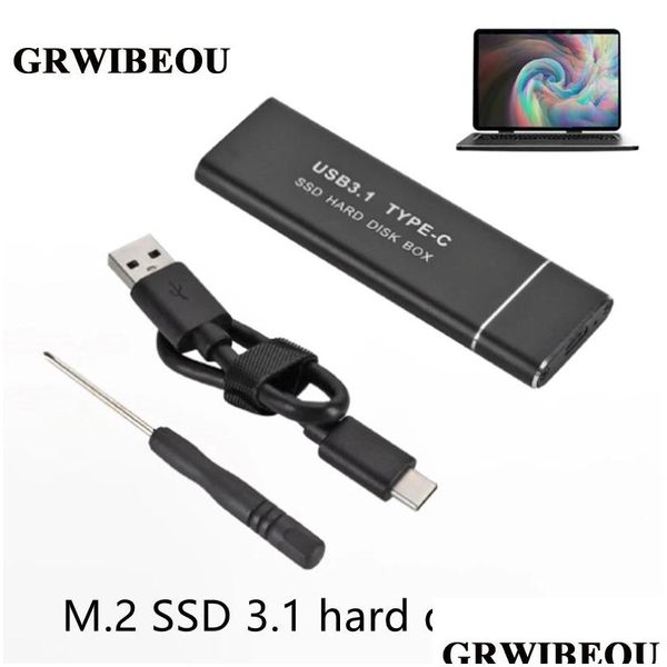 USB -Gadgets Grwibeou 3.1 bis M.2 SSD Mobile Festplattenbox -Box -C -Adapterkarte externe Gehäusekoffer für M2 SATA DROP -Lieferung Rechenrechnung OTAHM