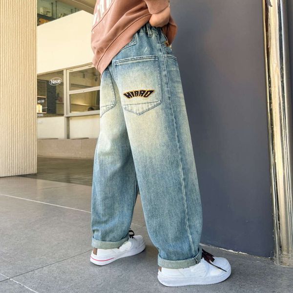 5-14 anos meninos jeans de estilo coreano Moda de primavera de algodão solto calças soltas crianças adolescentes lazer de lazer de calças esportivas
