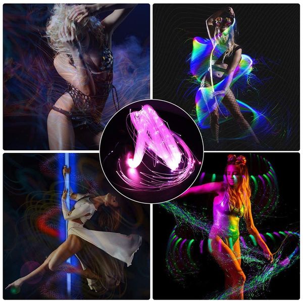 Whip in fibra ottica a LED Dance pixel Space Whips Flashlight 40 MODE COLORI MODES 360 ° Dancing Party Light Show EDM Music Festival