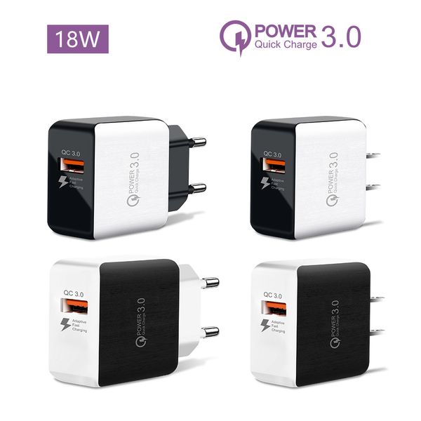 5V3A Adaptador de energia do carregador de celular QC3.0 Carga rápida 18W Porta USB Cabeça de carregamento em estoque atacado