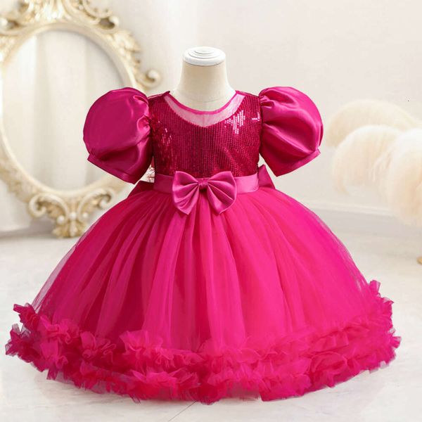 Princess Kids Dresses for Girls 2024 Casamento Fancy Wedding Short Slave Festa de 1º aniversário Baptismo Girl Summer Dress Dress