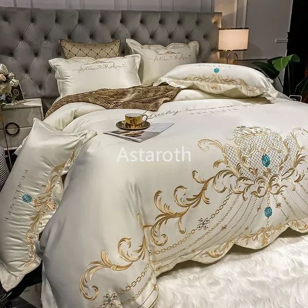 Foglio da letto Europeanstyle Four pezzi set 100% Cotton Highend Atmospher Ice Silt Copertura Pure Biancheria per letti puri 240521