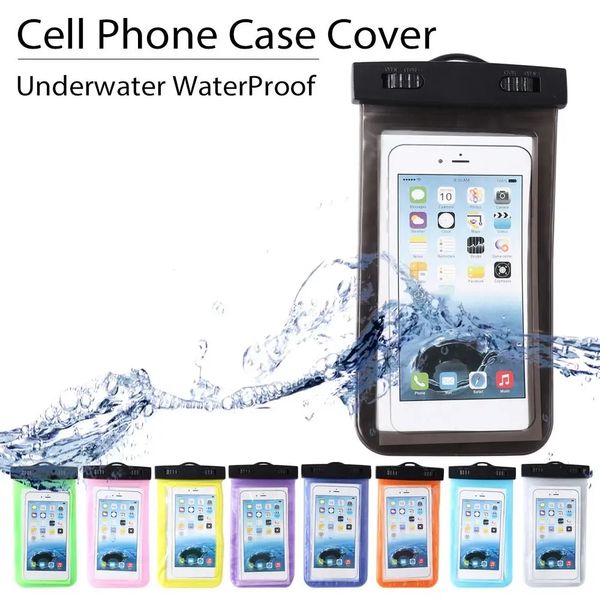 Bolsa de bolsa seca Bolsa impermeável Bag PVC Protetive Universal Teleping Sacos para smartphone de natação de mergulho até 5,8 polegadas de caixa móvel com cordão 500pcs
