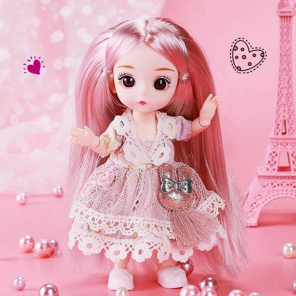 Bonecas de 16 cm de boneca BJD com roupas e sapatos 1/12 doce princesa lolita escala ação foto diy movable 13 prejuízo de presente brinquedo s2452202 s2452203