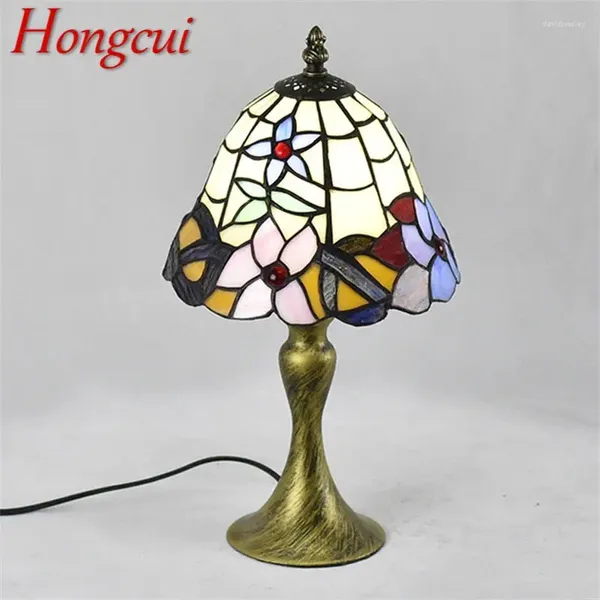 Tischlampen Hongcui European Glass Lamp LED Vintage feiner kreativer Schreibtisch Licht für heimische Wohnzimmer Schlafzimmer Nacht