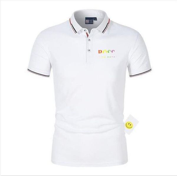 Mens Polo H U G O B O S S CAMÃO High Rua Bordado Bordado Sólido Color Lapel Polos de Larter Impressão Top Cottom Cottom Roupas Naval Blondewig Coconut Petroleum Vague