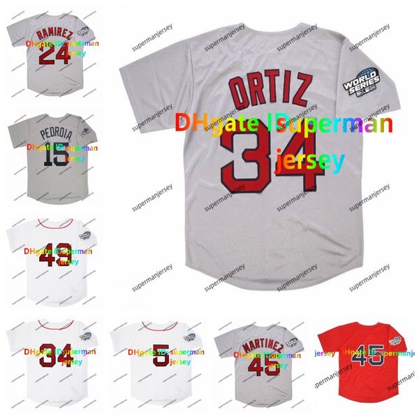 Red Sox 2004 World Series Jersey - Ortiz, Martinez, Varitek, Ramirez, Pedroia, Nixon, Wakefield, Garciaparra - S -4xl Men Women Youth 2024