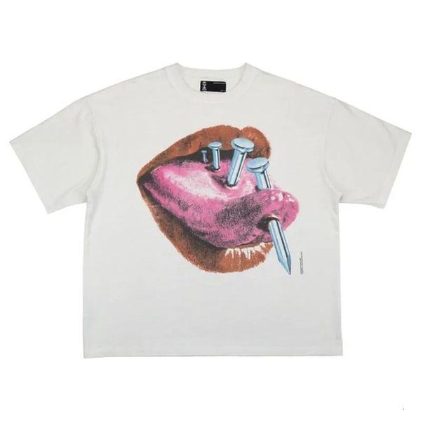 Y2K Harajuku T-Shirt Grafikdruck übergroße Baumwoll-Top-Männer und Frauen Gothic Big Mund Muster Street Casual T-Shirt 240508